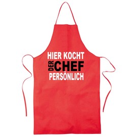 Blickfang HERE KOCHT DER CHEF PERSÖNLICH (TEXT) | Grill, BBQ | Chef, Chef | Cooking Apron, Bib Apron, Kitchen Apron, Barbecue Apron, Party Apron, Gift, Birthday, Apron | Black, Red (Red), red