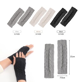 PFLYPF 3 Pairs Women Twist Gloves Woven Gloves Without Pointer Warm Autumn Winter Fashion Fingerless Gloves Suitable for Outdoor Cycling and Travel, Varied