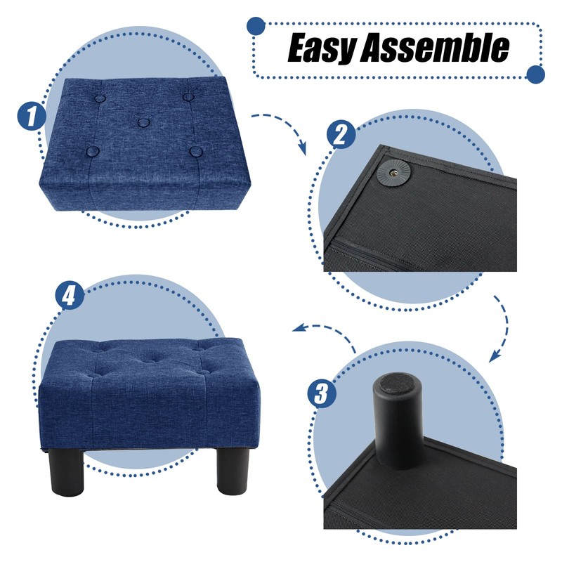 BRIAN & DANY Small Foot Stool, Linen Foot Stools with