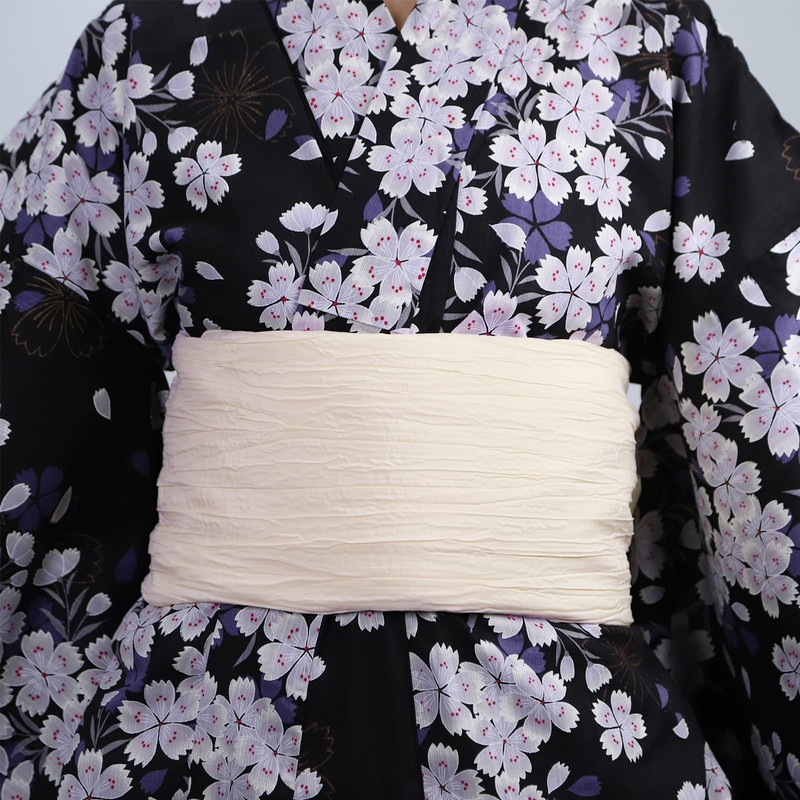 TOuWA Crinkled Waist Belt, Sash, Solid, Solid, Adult, Women's, Yukata,