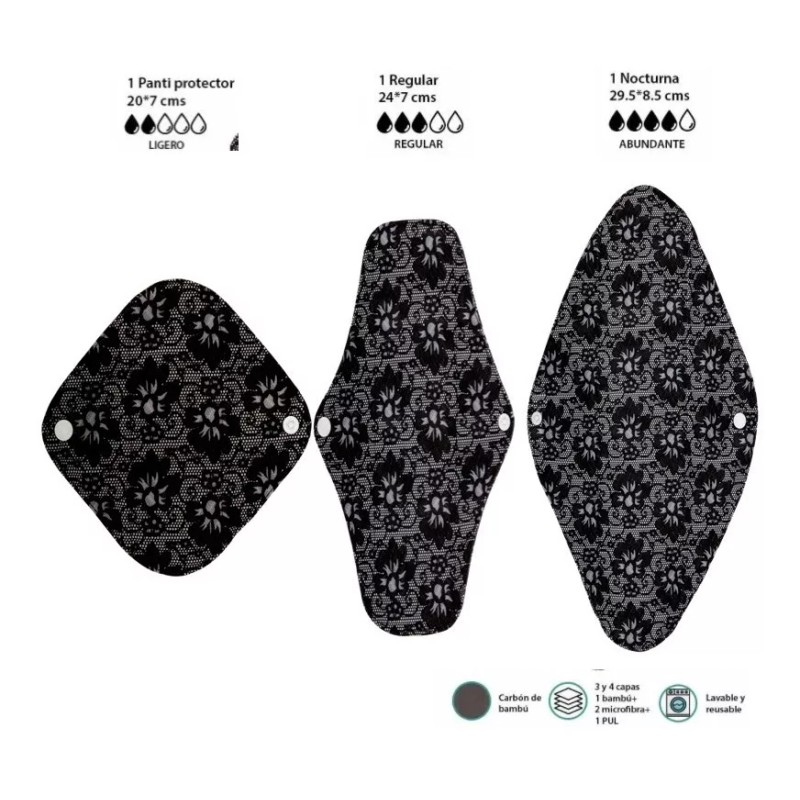 Deluxe Paq 3 Toallas Ecológica Panti, Regular, Nocturna Bambú Reusa