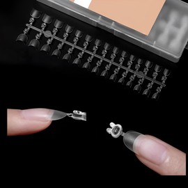 ISHR Nail Tips, Oval Short, 300 Piece Set, 12 Sizes, Half Cover, Clear Tip, French Nails, Flesh Nails, Ultra Thin, Semi-Stick, Non-marking, Natural Fit, Nail Supplies, Practice (A, 300 Sheets)