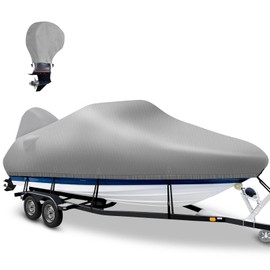 Boatpro Boat Cover 20-22 ft, 1200D Heavy Duty Waterproof Boat Cover with Boat Motor Cover, Fits 20ft 21' 22 ft Foot Bass Tracker Boat, Gray