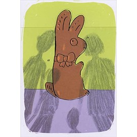 Designer Greetings Scared Chocolate Bunny and Shadows of Family Members Humorous/Funny Pop Up Easter Card