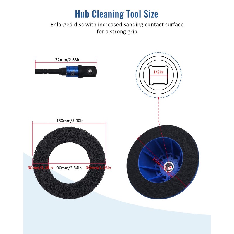 GLEXQLAO Wheel Hub Grinder Cleaning Tool, 150mm/6inch Diameter Wheel Hub