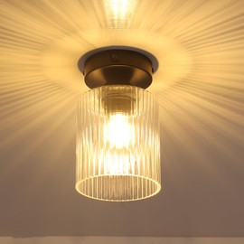 Maichis Decorative 12V RV Interior Light Fixture with On&Off Switch, LED Pendent Dining-Room Lamp (Bulb Included), Fluted Glass Shade, 12Volt Interior Light for RV Motorhome