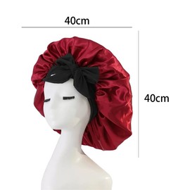 Mcoser Purple Silk Sleep Bonnets for Women,Adjustable Hair Cap For Sleeping,Elastic Band Silk Bonnet with Bow for Confinement Beauty&Hair Care