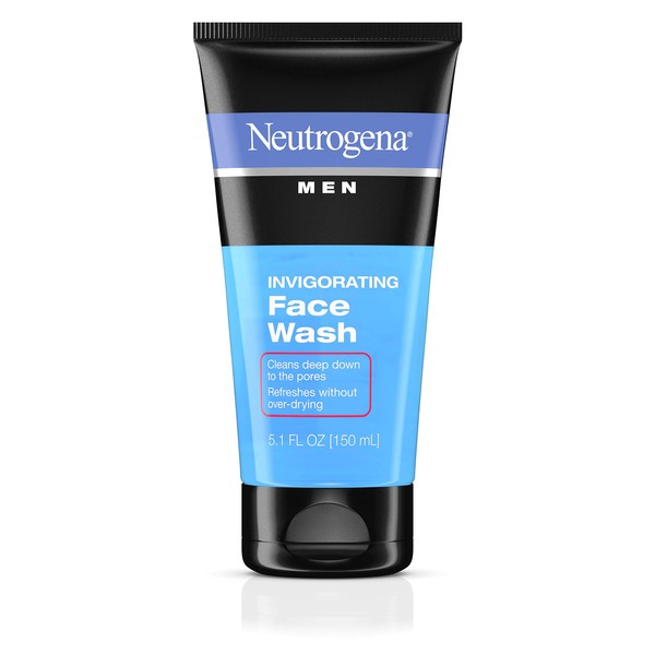 Neutrogena Men's Invigorating Daily Foaming Gel Face Wash, Energizing & Refreshing Oil-Free Facial Cleanser for Men, 5.1 Fl Oz (Pack of 3)