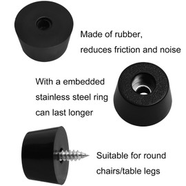 Cutting Board Rubber Feet LUORNG 16PCS Soft Non Slip Round Black Rubber Feet Bumpers Pads with M4x16 Screws for Furniture, Electronics and Appliances Non Marking Feet Pad