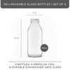 JoyJolt Glass Milk Bottles with Lids and Pourer – 32