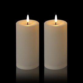TFROSIM Solar Candles Outdoor Waterproof,Ivory White Flameless Candle Set,Dusk to Dawn Light Sensor,LED Rechargeable Solar Pillar Candles for Outdoor Lanterns,Patio Decor,3" x 6",Set of 2