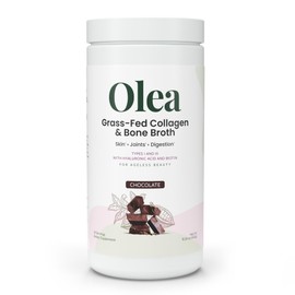 Olea Grass-Fed Collagen & Bone Broth Powder – Collagen Peptides, Hyaluronic Acid, MSM, Glucosamine, Rich Chocolate – Supports Skin, Hair, Nails, Joints, Gut Health – Non-GMO, 24 Servings