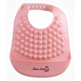 Momsent Silicone Bib for babies and toddlers. Sensory Fidget Popper Adjustable, waterproof, BPA Free. (Pink, blue) (Pink)