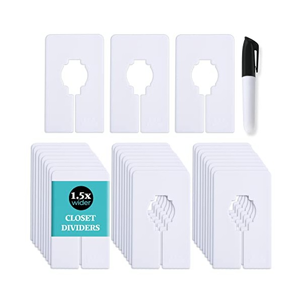 30 Closet Dividers for Hanging Clothes- Rectangle Clothing Size Dividers