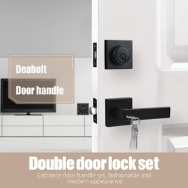 Cielsa Dawn Front Door Lock Set Exterior Door Lock Set,Door Handle with Single Cylinder Deadbolt Lock,Keyed Alike Door Locks for Front Door(Matte Black,1Pack Set)