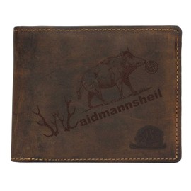 Greenburry Vintage Leather Wallet with "Waidmannsheil" Saying - 12 x 10 x 3 cm, brown, Vintage