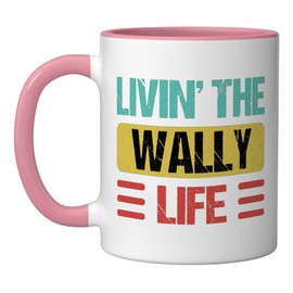 Wally Name Ceramic Mug, Pink/White