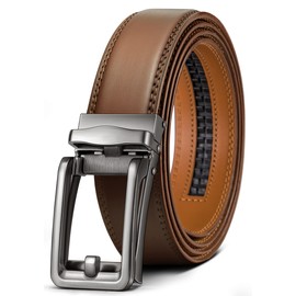 KEMISANT Men Belt, Ratchet Click Sliding Belt for Men Dress Casual Pants Jeans,Cut for Fit,Tawny2692,30"-36" Waist Adjustable