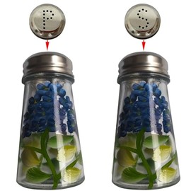 Ritadeshop Hand Painted Salt and Pepper Shaker Set with S and P Stainless Lids (Blue Hydrangeas)