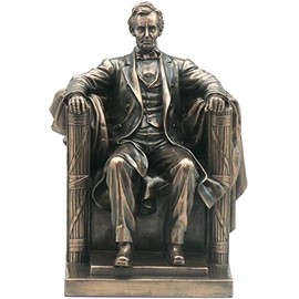 9 Inch Seated Abraham Lincoln Bronze Finish Statue / Bookend Sculpture