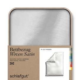 schlafgut Woven Satin Bettwäsche 135x200cm Bettdecke Bezug einzeln, Full-White Uni in Hotelqualität mit 100% Baumwolle