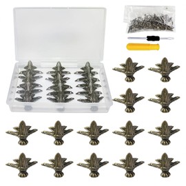 XZ Pack of 20 Fittings Antique Furniture Feet Zinc Alloy Vintage Furniture Feet for Jewellery Box Furniture Shelf Table with 40 × Screw + Screwdriver + Box