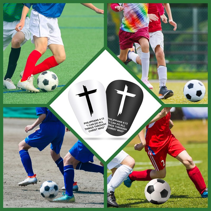 2Pairs Mini Shin Guards Soccer 3.35 x 2.36Inch Christian Faith
