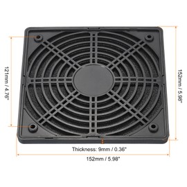 PATIKIL 152mm Enfriamiento Ventilador Filtro con Tornillo, 2 Paquete ABS Ventilador Parrilla Protector Guardia para Ventilador Protectora Cubierta Bricolaje, Negro