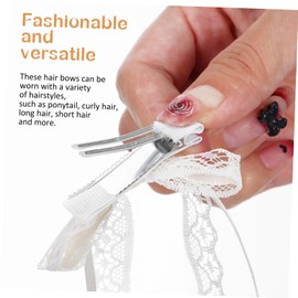 BESPORTBLE Lace Bow Hair Clips Set Cream White Ribbon Bows for Girls and Women Elegant Hair Accessories Detachable Design for Everyday Wear and Special Occasions