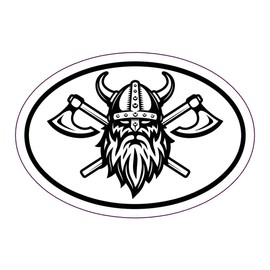 WickedGoodz Oval Viking Warrior Decal - Norse Bumper Sticker - Scandinavian Sticker