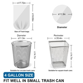 T.FORING 4 Gallon Trash Bags Drawstring 1.1 Mil - 120 Count White Small Garbage Bags Unscented for Bathroom, 15 Liter Thick Plastic Wastebasket Liners for Toilet Home Office and Bedroom