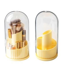 Makeup Brush Holder 360° Rotatable Cosmetic Organiser Rotatable with Transparent Dustproof Lid for Cosmetic Brushes
