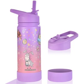 Mininoo Easter Gifts for Kids-16oz Kids Water Bottle for Easter Basket Stuffers, Cute Bunny & Egg Design