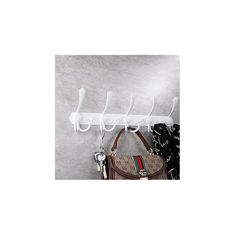 GlazieVault White Coat Hooks for Wall - Stainless Steel Coat