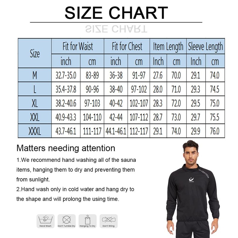 LAZAWG Sauna Jacket for Men Long Sleeves Short Side Zip