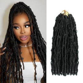 Butterfly Locs Crochet Hair Pre Looped 18 Inch 8 Packs 96 Strands Long Distressed Locs Synthetic Soft Locs Crochet Braids Hair Extensions(1B)