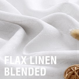 H.VERSAILTEX Natural Linen Curtains 96 inches Long for Living Room 2 Panels Back Tab Loop Pocket Textured Light Filtering Semi Sheer Rustic Farmhouse Boho Curtain for Bedroom, Heathered White