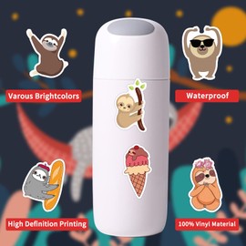 cobee Sloth Stickers, 100PCS Sloth Decals Cute Cartoon Animal Sticker Waterproof Vinyl Decals Sloth Lovers Gifts DIY Decorations for Water Bottles Scrapbook Luggage Album Scrapbook