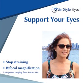 In Style Eyes Seymore Retro Bifocal Sunglasses - Full-Rimmed, Rectangle Frame Cheater Glasses - Non-Polarized Aspheric Lens - Red - 4.0x