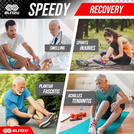 BLITZU Ankle Brace for Women, Men, Plantar Fasciitis Relief, Achilles Tendonitis Brace for Sprained Foot, Ankle Compression Sleeve with Strap Nude L