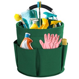 Bototack Cleaning Caddy with Handle, Cleaning Products Organiser, 17L Foldable Storage Basket, Cleaning Caddy Organiser, Portable Multi Cleaning Bucket Bag for Home, Garden (Green)