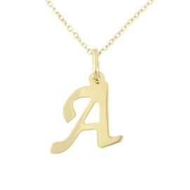Lucchetta Jewellery, Gold Chain Women's 375 Real Gold, for Women Necklace with Pendant Letter Initials Name A B C D E F G H I J K L M N O P Q R S T U V Y X Z 9ct Yellow Gold - 45, Yellow Gold, Gold