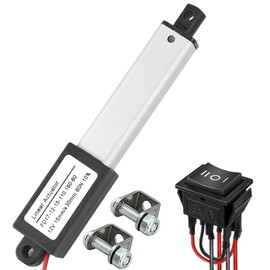 AWINLI Mini 12V 4 Inch Linear Actuator,Speed 15mm/s,13.4 lb /60N Waterproof Metal Microactuator with Remote Lever Switch Mounting Bracket,for Coop Doors,Robots (Silver 100mm)
