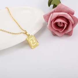 Glimmerst Initial Pendant Necklace Stainless Steel Letter Z Necklace Personalizd Name Necklace for Women