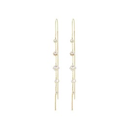 Gold Crystal Tassel Long Earrings Sparkly Chandelier Dangle Drop Earrings for Women Elegant Rhinestone Long Dangling Earrings Gold Threader Tassel Earrings Wedding Prom Bridal Earrings for Brides (gold)