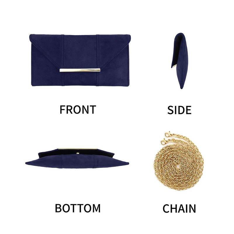 JNB Faux Microsuede Envelope Clutch, Navy