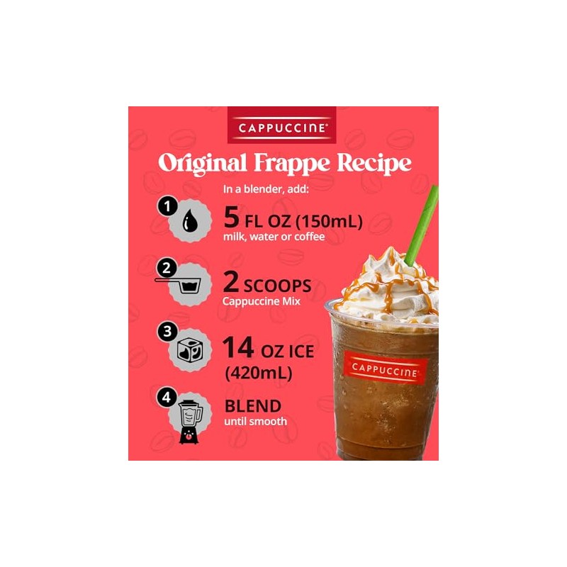 Cappuccine Matcha Green Tea Latte Frappe Mix, 3 Pounds Makes