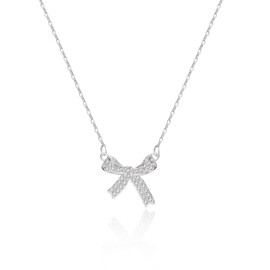 Bow Necklace Light Luxury Niche Design Collarbone Chain Female Minimalist Necklace Women's Jewelled Collar Sterling Silver Bow Necklace Christmas Girls' Fashion Accessory for Girls Wedding Prom Daily