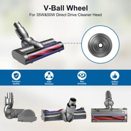 Fixbetter Ball Wheel Accessories for Dyson V6 V7 V8 V10 V12 DC58 DC59 DC62 DC74 Cordless Vacuum Cleaner 35W 50W Direct Drive Cleaner Head Wheels Replacement Parts 968266-02 & 949852-05