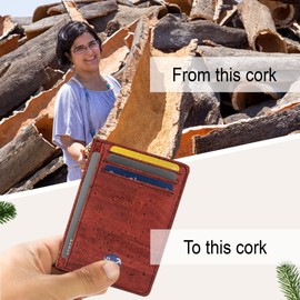 Corkor Cork Front Pocket Wallet – Cork Wallet - Vegan Leather – Cruelty Free - Eco Friendly Red